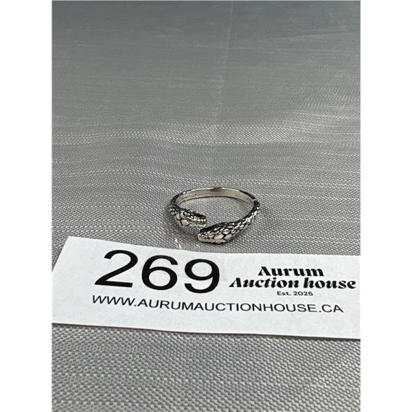 Sterling Silver Double Headed Snake Ring Marked 925 Size 1