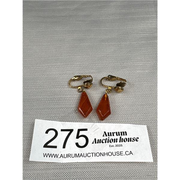 Nice Pair of Art Deco (1930s) Amber Drop Earrings