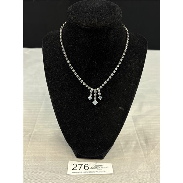 A Nice Sky Blue Rhinestone Vintage Necklace