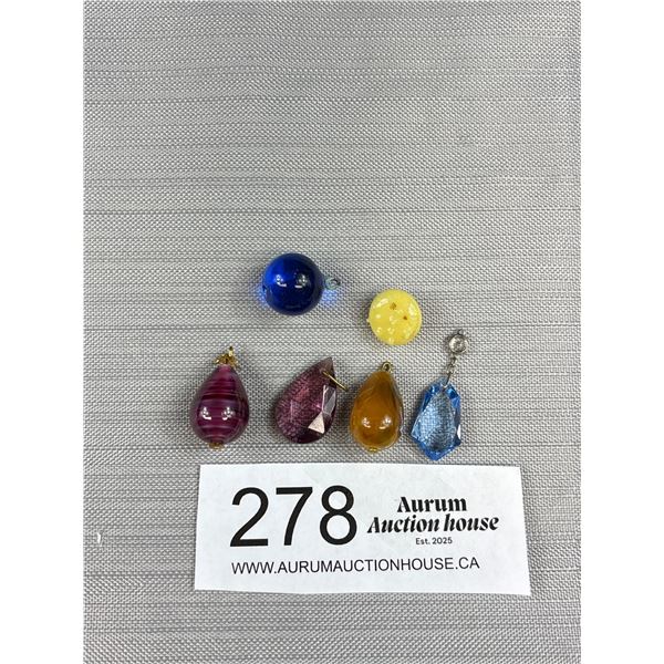 A Group of Vintage Crystal + Glass Pendants Etc