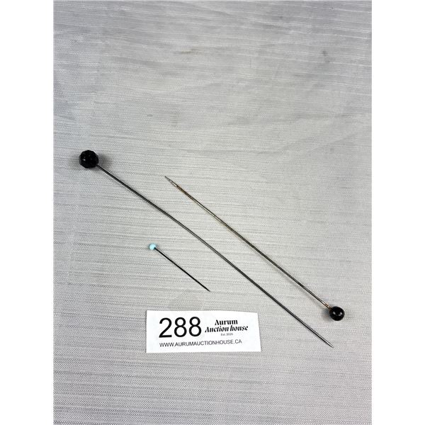 4 Antique Hatpins (2 Large, 1 Small)