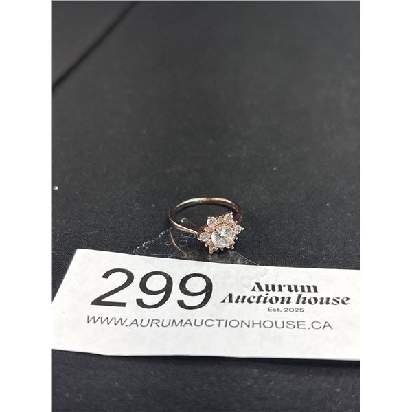 Diamond Look Gold Wash on Sterling Silver Ring (Nice Item)