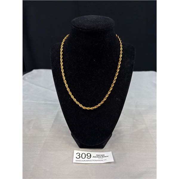 Vintage Heavy Gold Plated Rope Chain Necklace