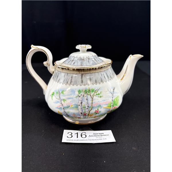 Very Nice Royal Albert Silver Birch Teapot 5" Tall