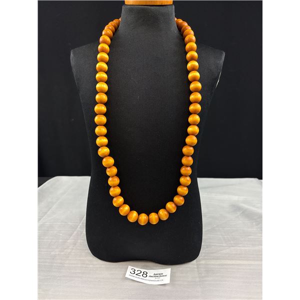 Extra Length Rare Wooden Beads Necklace