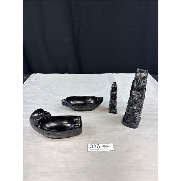 Lot of 4 Very Nice West Coast Native Carved Resin Pieces