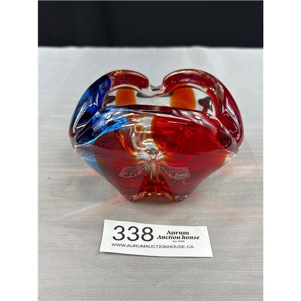 Vintage Japanese Art Glass Bowl/Ashtray 6" Diameter 3 1/2" tall