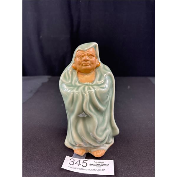 Antique Celadon Glazed Figure of Standing Daruma or Budai
