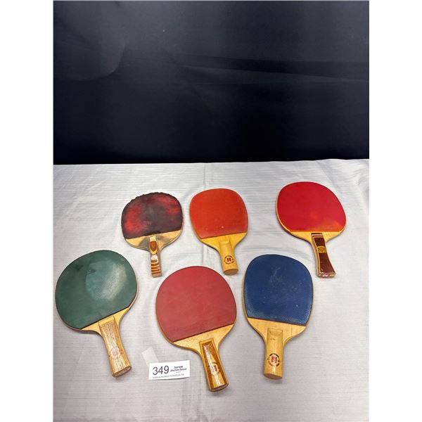 6 Vintage Wooden Ping Pong Paddles
