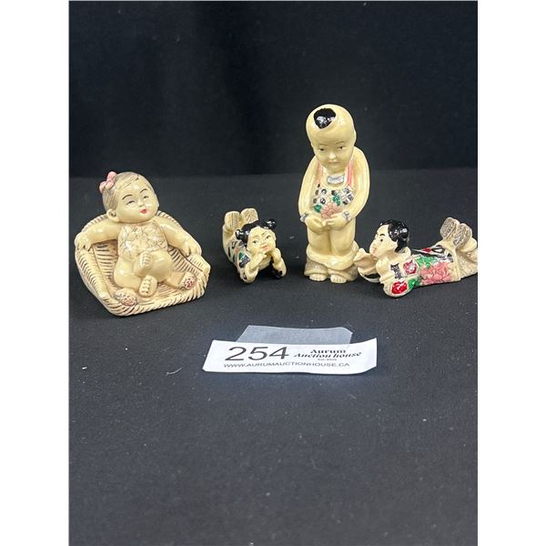 Vintage Hand Painted Resin Chinese Figurines