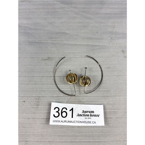 A Pair of Very Unusual Marked Sterling Modernist Earrings
