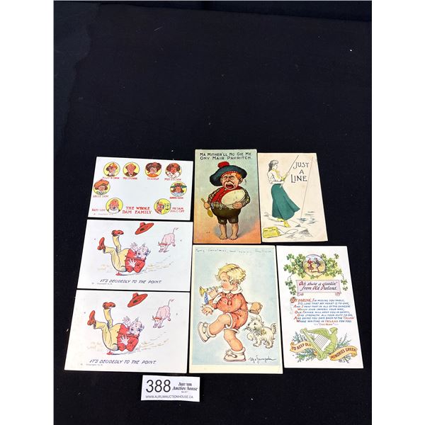7 Vintage Humour Postcards