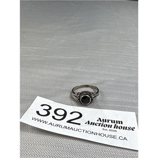 Pretty Black Onyx + Sterling (Tested) Ring
