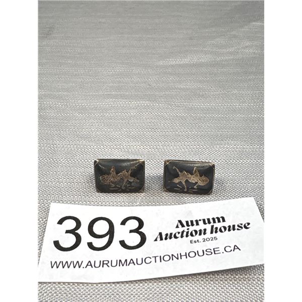 A Pair of Enamel + Sterling "Siam" Earrings