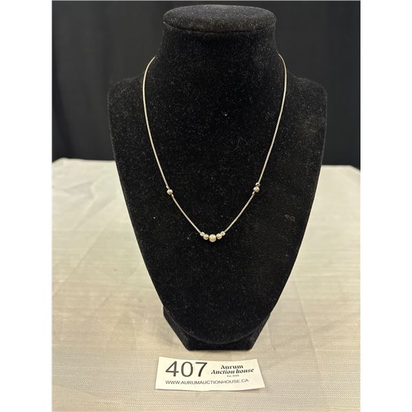 Very Nice Sterling Boxlink Necklace w/ Balls