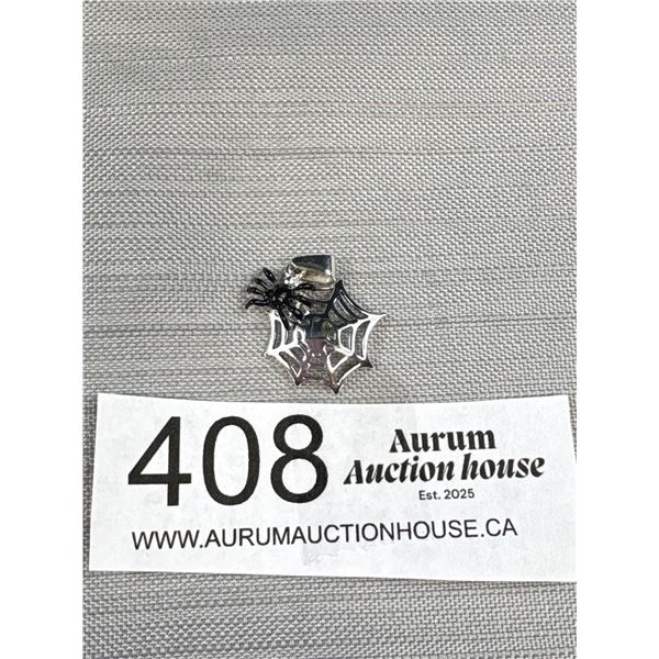 Very Cute Sterling Spider + Web Pendant
