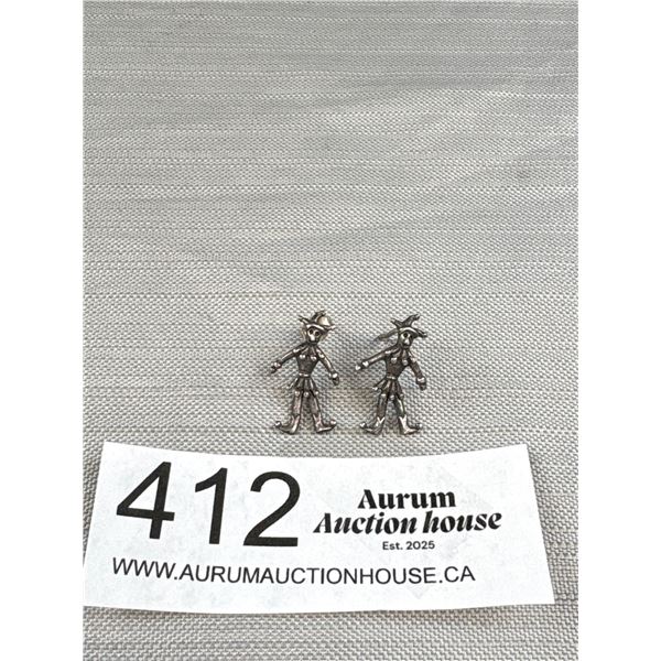 Unusual Pair of Articulated Sterling "Jester" Earrings