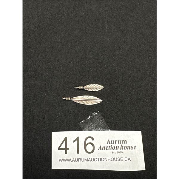 2 Vintage Sterling (Tested) Feather Pendants