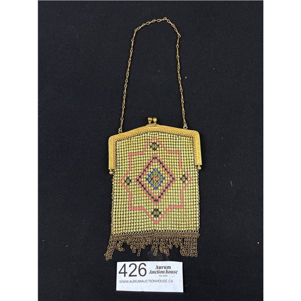 A Superb Art Deco Enamelled Mesh Purse Circa 1933