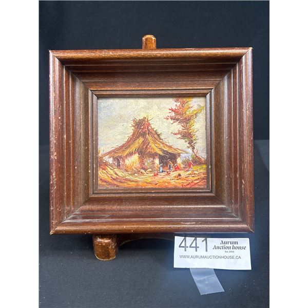 Vintage Miniture oil painting Framed 7"x6 1/2"
