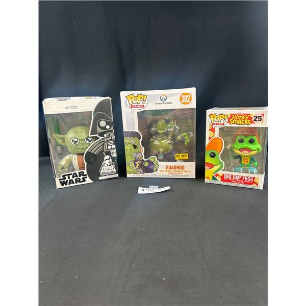 Lot of 3 New in Box Funko Pops: Dig em Frog, Road Hog, Yoda