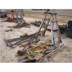 Ladder, Shovels, Water Valve Wrenches, Misc