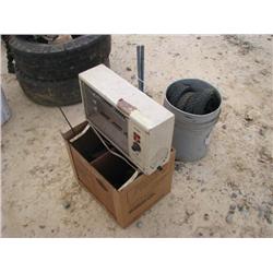 Bucket Of Plastic Wheels, Horseshoes, Elec. Heater