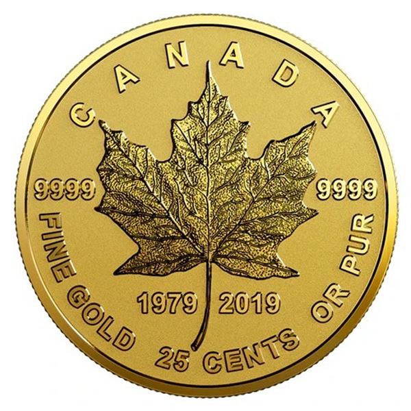 2019 25¢ 40th Anniversary of the GML - Pure Gold Coin.  Tax Exempt.