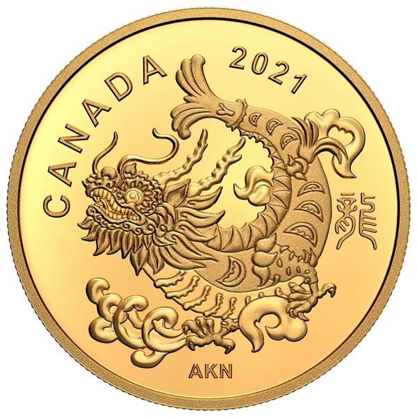 2021 $8 Triumphant Dragon - Pure Gold Coin.   Tax Exempt.