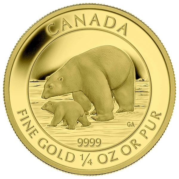 2015 $10 Polar Bear and Cub - Pure Gold Coin.  Tax Exempt.