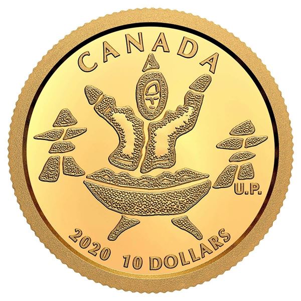 2020 $10 An Inuk and A Qulliq - Pure Gold Coin.   Tax Exempt.