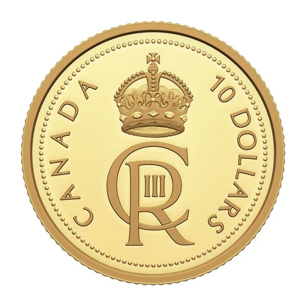 2023 $10 His Majesty King Charles III's Royal Cypher - Pure Gold Coin.  Tax Exempt.