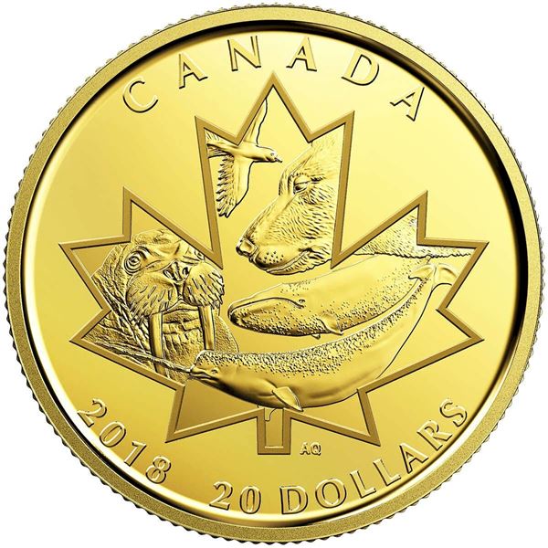2018 $20 Symbols of the North - Pure Gold Coin.  Tax Exempt.
