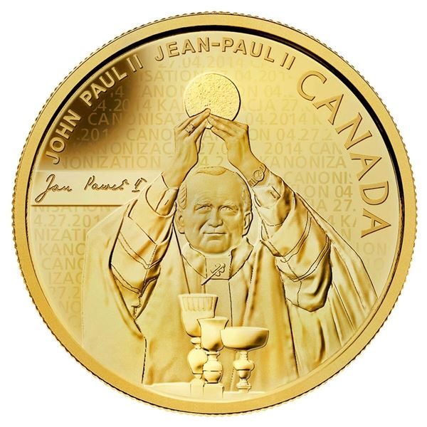 2014 $25 Pope John Paul II - Pure Gold Coin.  Tax Exempt.