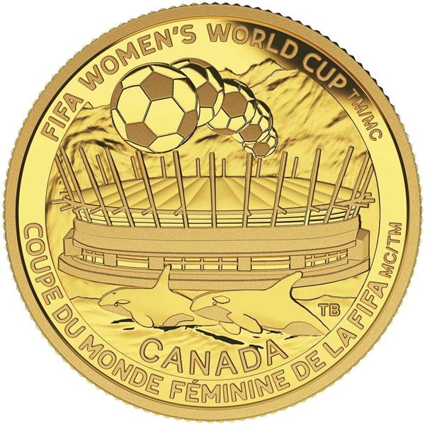 2015 $75 FIFA Women's World Cup Canada 2015: The Championship Game - Pure Gold Coin.  Tax Exempt.