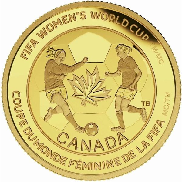 2015 $75 FIFA Women's World Cup Canada 2015: The Soccer Ball - Pure Gold Coin.  Tax Exempt.
