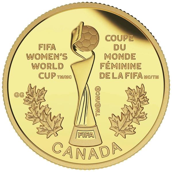 2015 $75 FIFA Women's World Cup Canada 2015: The Trophy - Pure Gold Coin.  Tax Exempt.