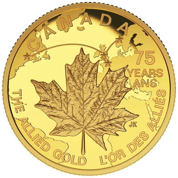 2015 $75 The Allied Gold - Pure Gold Coin.  Tax Exempt.