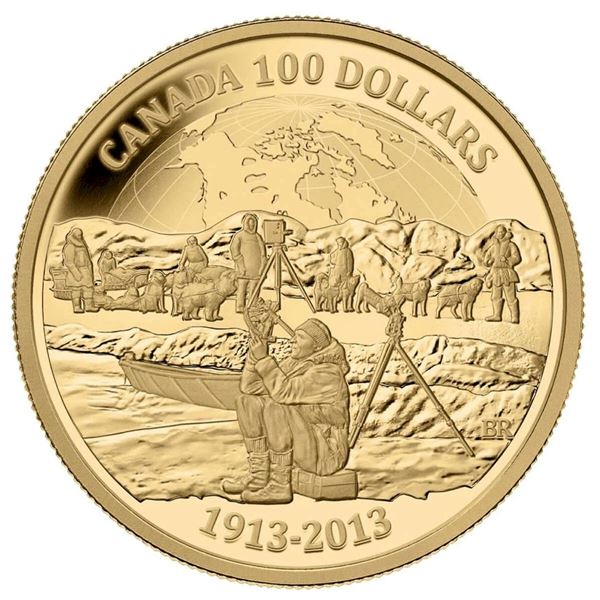 2013 $100 Arctic Expedition - 14-kt. Gold Coin.