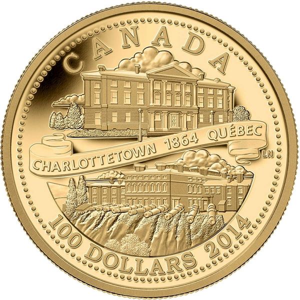 2014 $100 The Quebec and Charlottetown Conferences, 150th Anniversary - 14-kt. Gold Coin.