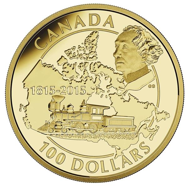 2015 $100 The Birth of Sir John A. Macdonald, 200th Anniversary - 14kt. Gold Coin.