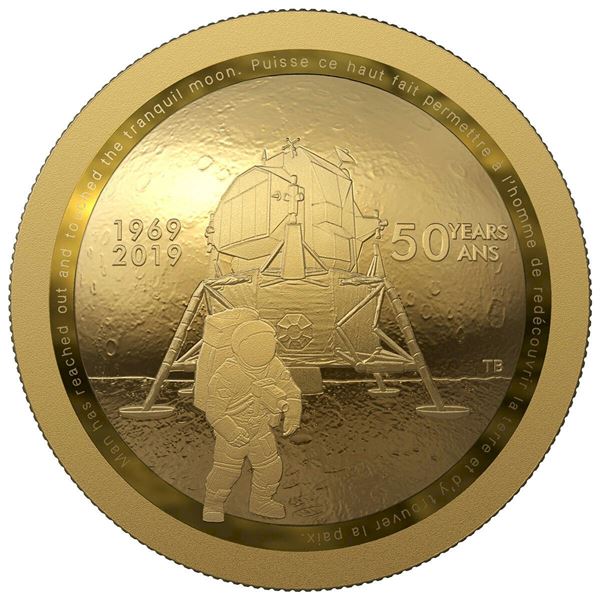 2019 $100 50th Anniversary of the Apollo 11 Moon Landing - Pure Gold Coin.  Tax Exempt.