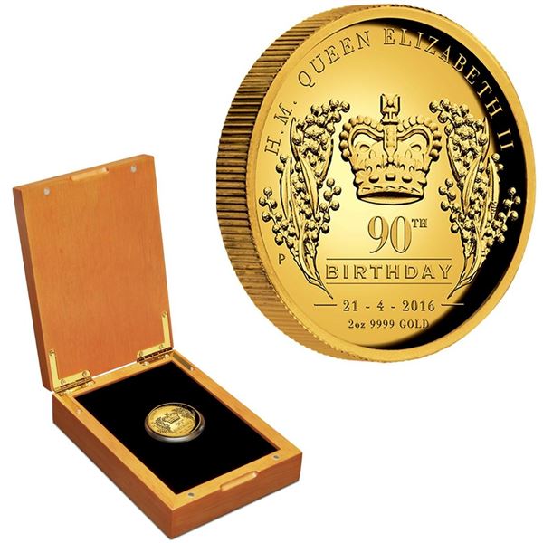 2016 $200 H.M. Queen Elizabeth II 90th Birthday 2oz Gold Proof High Relief Coin.  Tax Exempt.