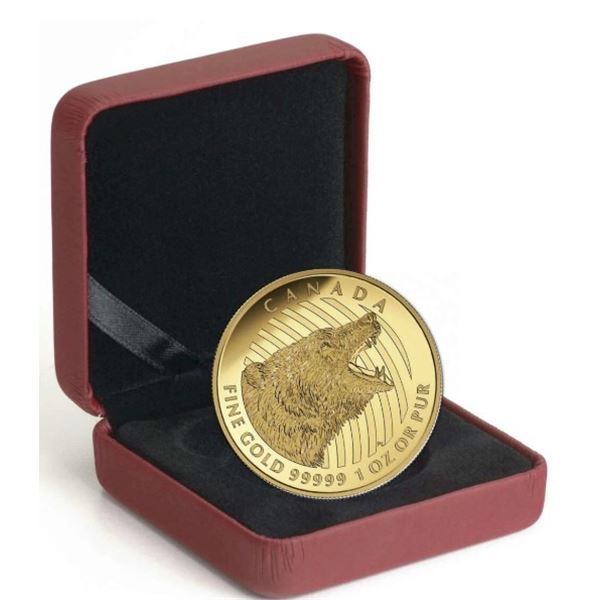 2016 $200 Roaring Grizzly Bear - Pure Gold Coin.  No outter box.  Tax Exempt.