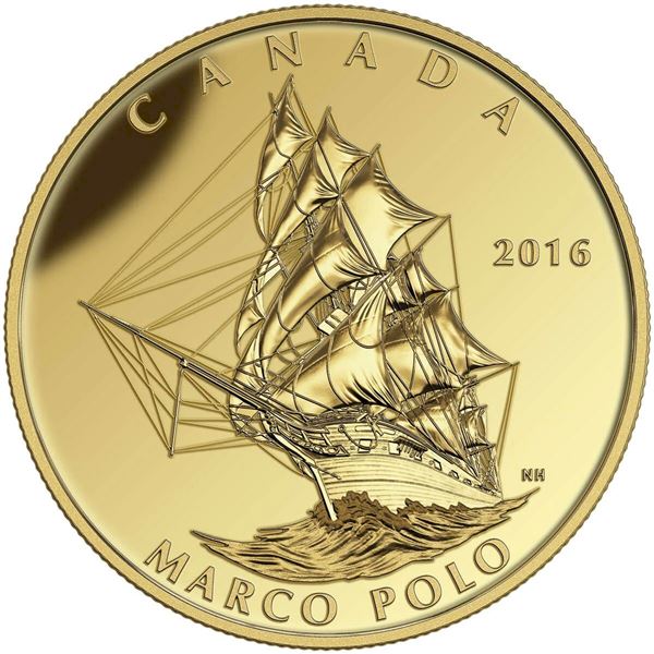 2016 $200 Tall Ships Legacy: Marco Polo - Pure Gold Coin.  Tax Exempt.
