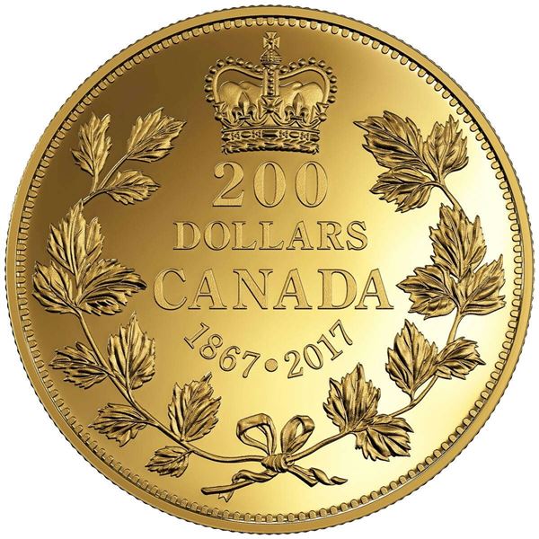2017 $200 150 Years of Passion: The Maple Leaf - Pure Gold Coin.  Tax Exempt.