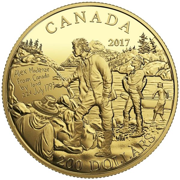 2017 $200 Great Canadian Explorers: Alexander Mackenzie - Pure Gold Coin.  Tax Exempt.