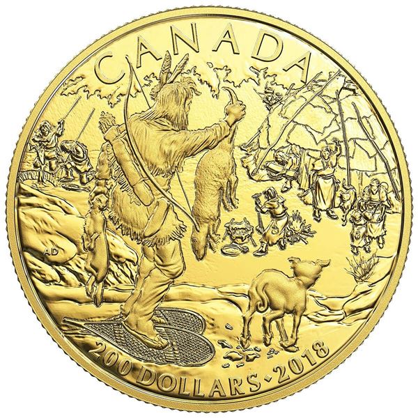 2018 $200 Early Canadian History : First Nations - Pure Gold Coin.  Tax Exempt.