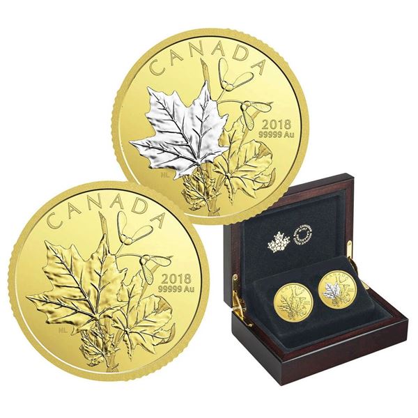2018 $200 Enchanting Maple Leaves - Pure Gold 2-Coin Set.  Tax Exempt.