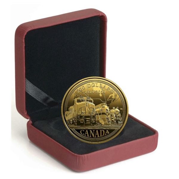 2019 $200 100th Anniversary of CN - Pure Gold Coin.  No outter box.  Tax Exempt.